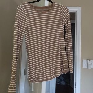 Long sleeve camel striped t-shirt